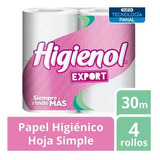 Papel Higiénico Higienol Export Hoja Simple 4x30m X4