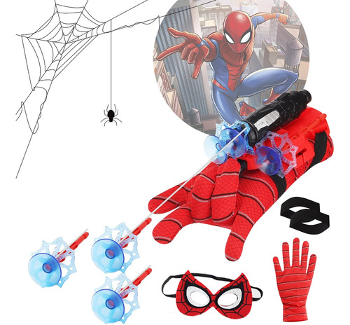 Spiderman Niños Guantes Lanzador Plástico + Máscara