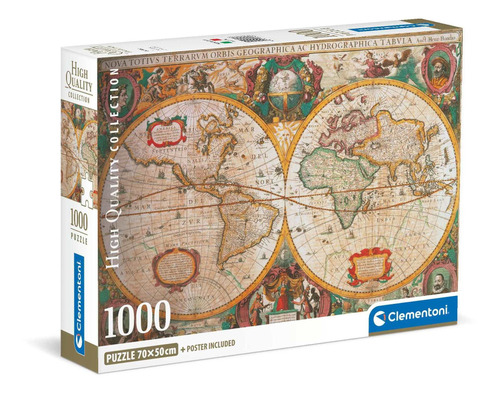 Rompecabezas Mapa Antiguo 1000 Pz Clementoni Italia Clasico