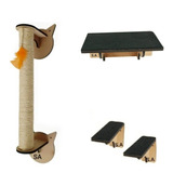 Kit Arranhador Vertical Para Gatos 4 Peças Em Mdf Com Sisal