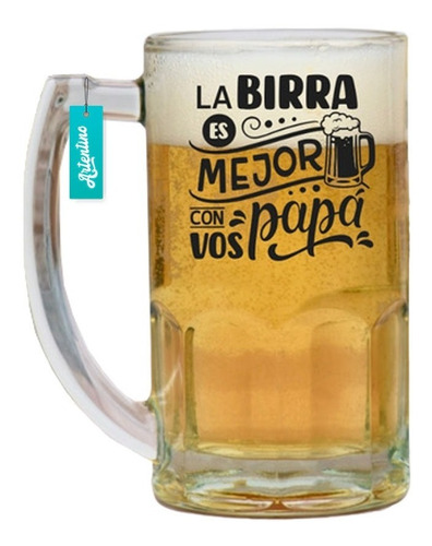 Vaso Chopp Cerveza Cervecero Vidrio Diseño Artentino Papá