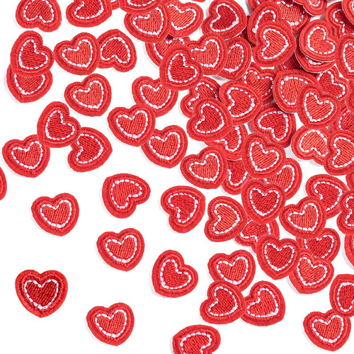 Pagow 50 Parches Bordados De Corazón Rojo, Mini Parches Para