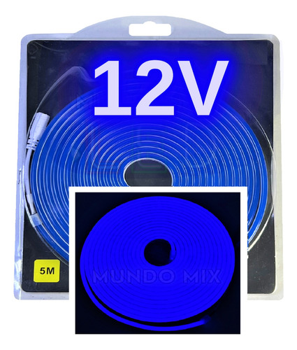 05mts Mangueira Neon Led Flex 6x12 Corte2,5cm 12v Azul Royal