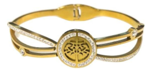 Pulseira Bracelete Dourado  Aço Inox Arvore Da Vida