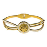 Pulseira Bracelete Dourado  Aço Inox Arvore Da Vida