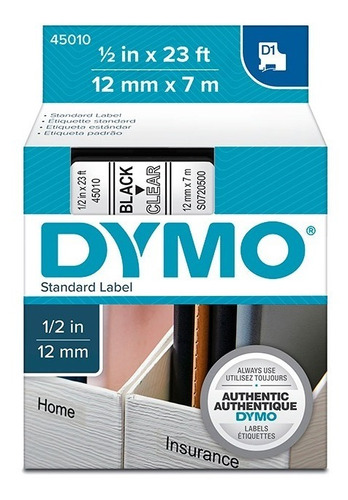 Cinta Dymo Plastica D1 Negro/transparente