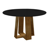 Mesa De Jantar Redonda 6 Lugares 135cm Ella N02 Ypê/preto - 