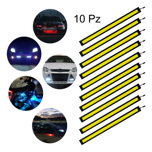 Barras Tiras Led Cob 17cm Luz De Dia Neblinero Drl Auto 10pz