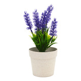 Planta Flor De Lavanda Artificial En Macetero Plástico 21cm 