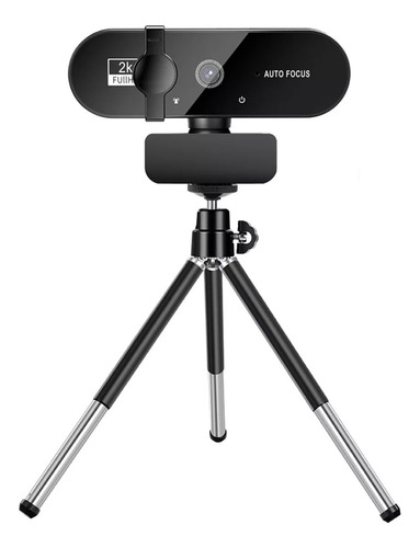 Webcam 2k Ultra  Alta Definição Com Suporte Tripé Cor Preto