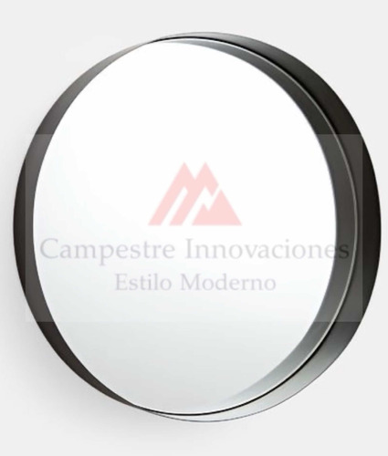 Espejo Circular 80 Cm Marco Metálico Efecto Sumido - Premium