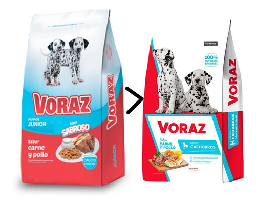 Alimento Voraz Perro Cachorro Mix Carne Y Pollo X 15 Kg