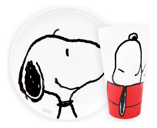 Vajilla Individual Snoopy Set De Comida 2 Pz Plato + Vaso