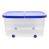 Caja Multiusos Tapa Ruedas Almacenamiento Organizador 47 L Color Azul