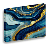 Cuadro Lienzo Canvas Ondas Azul Veta Oro Sala Cuarto 80*120c