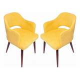 Kit 2 Sillon Eames Tapizada Moderna Minimalista Sala Comedor Color Amarillo Diseño De La Tela Tejido