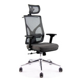 Silla Cool Oficina Con Apoya Cabeza Y Lumbar Base Cromada