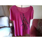 Remera Mujer Rosa De Manga Corta Talle M