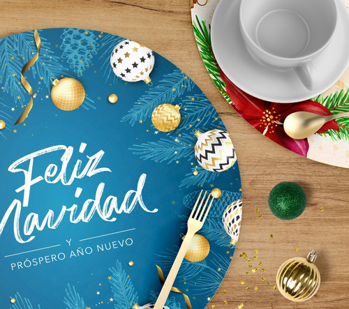 Fascinantes Tapetes Navideños Para Mesa Circulares 6pz