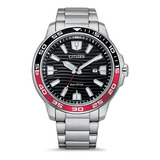 Relógio Masculino Citizen Aw1527-86e Eco Drive Official Agent M Mesh Color Steel Bezel Cor De Fundo Preto E Vermelho Cor De Fundo Preto