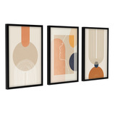 Trio Quadros Decorativos Sala Geométrico Minimalista 50x70