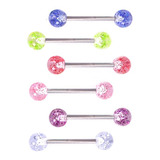 Piercing Lengua 6 Piezas Barbell Glow 15g Acero & Acrilico 