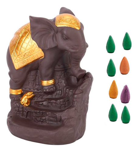 Elefante Ganesha Quemador Incienso + Cono De Incienso 0336