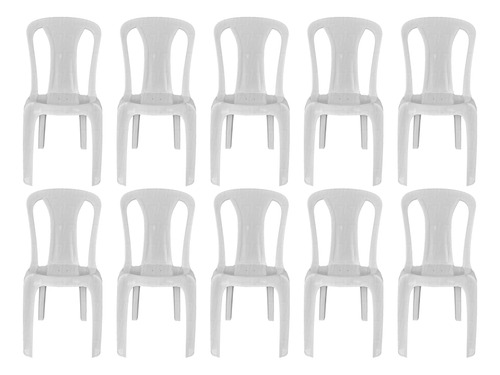 Kit 10 Cadeiras Bistrô Plástica Resistente Do Brasil 182kg