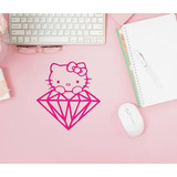 1pz Vinil Stiker Estampa Hello Kitty Diamante Rosa 15x14 Cm