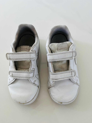 Zapatillas Nike Infantil, T 25, Velcro, Apto Colegial Blanca