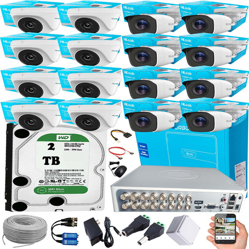 Kit Hikvision Hilook Dvr 16c + 16 Cám 1080p + D.d 2tb + Acc