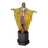 Diseño Toscano Majestic Maiden Art Deco Escultura Iluminada,