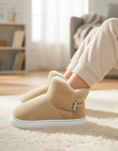 Pantufla Cerrada Estilo Botín Peluch Suela Cosida Para Niñas | Meses sin interés