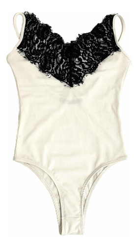 Body Suit Blanco Negro Con Encaje Original De Zara De Mujer