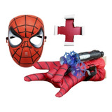 Mascara + Luva Infantil Homem Aranha Lança Teia Spider Man