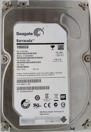 Seagate St1000dm003-9yn162 1000gb Sata - 3272 Recuperodatos 