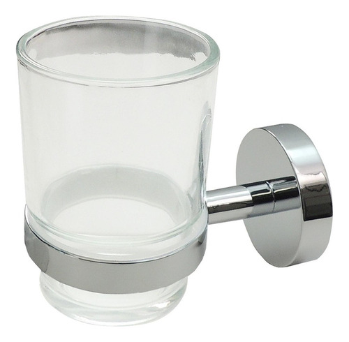 Portavaso Con Vaso De Vidrio Para Baño En Aleación De Zinc Color Plateado