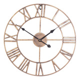 Reloj De Pared Vintage Grande Con Números Romanos Y Metal