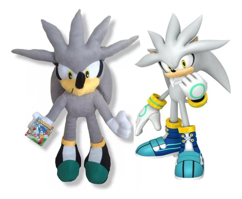 Silver Pelúcia Personagem Do Desenho Sonic Cinza