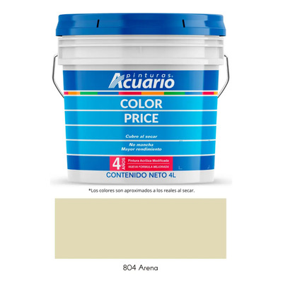Galon De Pintura Vinilica Acrilica Modificada Lavable Acuario Color Price 4lt Color Arena | Envío gratis