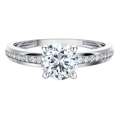Anillo Compromiso Moissanita 1ct Oro 14k Solitario Blanco 5 | Meses sin interés