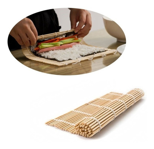 4 Esteiras Sudare Bambu Enrolar Sushi Mat Oriental 23x24 Cm
