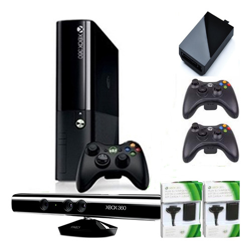 Xbox 360 5.0 Ultra Slim E 1000g 450j Controles Kinect  C J +