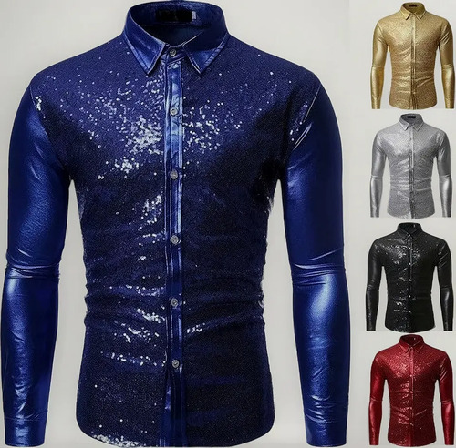 Camisa De Fiesta Con Lentejuelas Para Caballeros