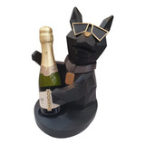 Figura Decorativo Perro De Resina Sostenedor De Botella 23cm