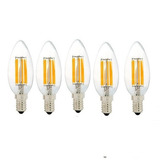 Pack De 5 Ampolletas Led Vela Filamento 6w E14 Luz Calida