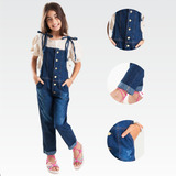 Roupa Infantil Macacão Jeans Comprido Menina Calça Feminina