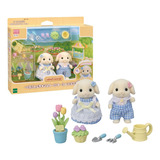 Sylvanian Conjunto De Jardinagem Irmã E Irmão Coelhos Floral