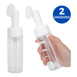 Kit Com 2 Frasco Pump Espumador 100ml Com Escova De Silicone