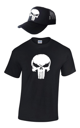 Camiseta Y Gorra Punisher Hombre 100%algodon